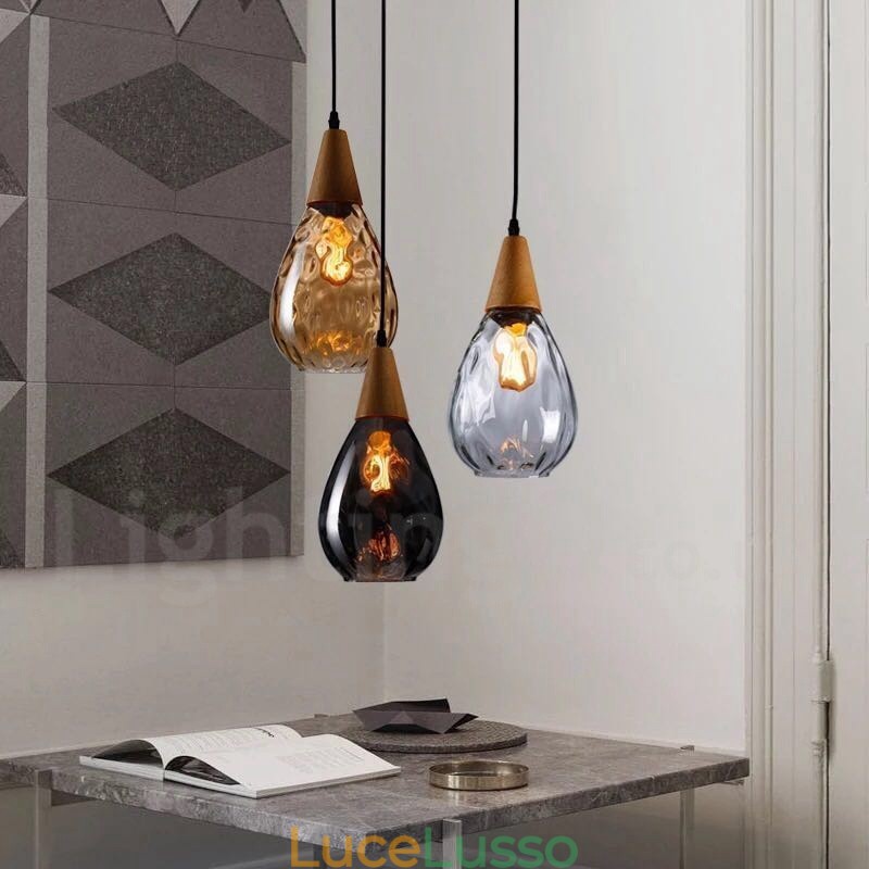 Lampada a sospensione in vetro moderno e contemporaneo in stile nordico da 1 luce