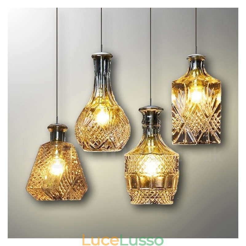 Lampada a sospensione rustica in vetro da caffè, 1 luce