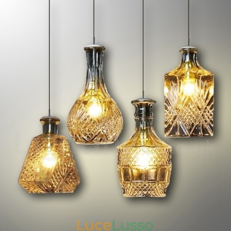 Lampada a sospensione rustica in vetro da caffè, 1 luce Lampada a sospensione rustica in vetro da caffè, 1 luce