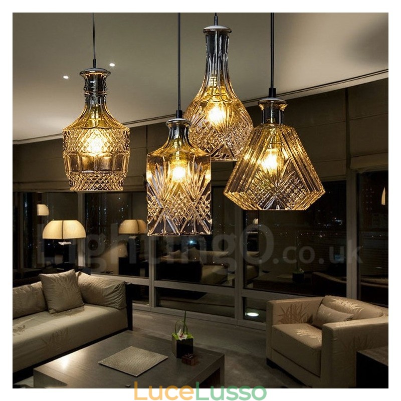 Lampada a sospensione rustica in vetro da caffè, 1 luce