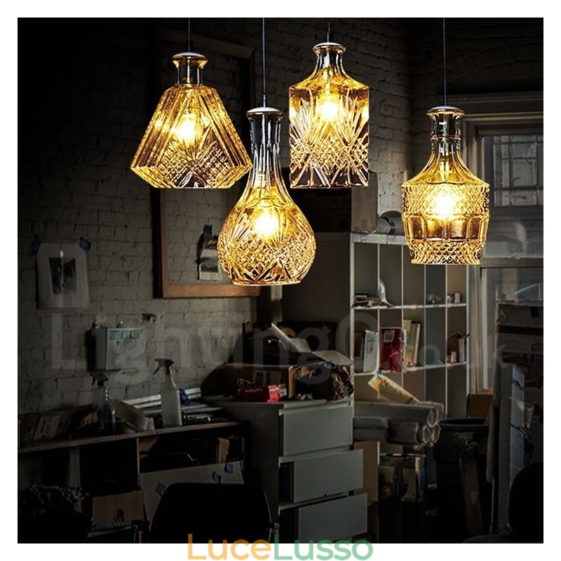 Lampada a sospensione rustica in vetro da caffè, 1 luce