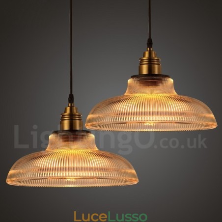 Lampada a sospensione in vetro vintage da 1 luce