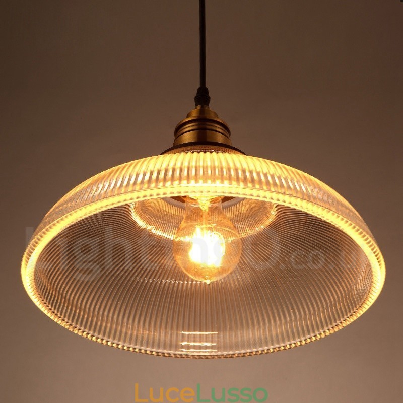 Lampada a sospensione in vetro vintage da 1 luce