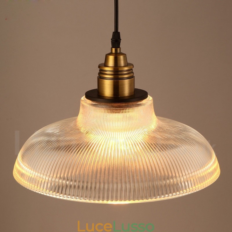 Lampada a sospensione in vetro vintage da 1 luce