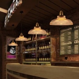 Lampada a sospensione in vetro vintage da 1 luce