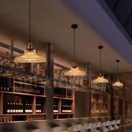 Lampada a sospensione in vetro vintage da 1 luce