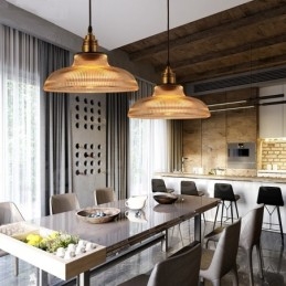 Lampada a sospensione in vetro vintage da 1 luce