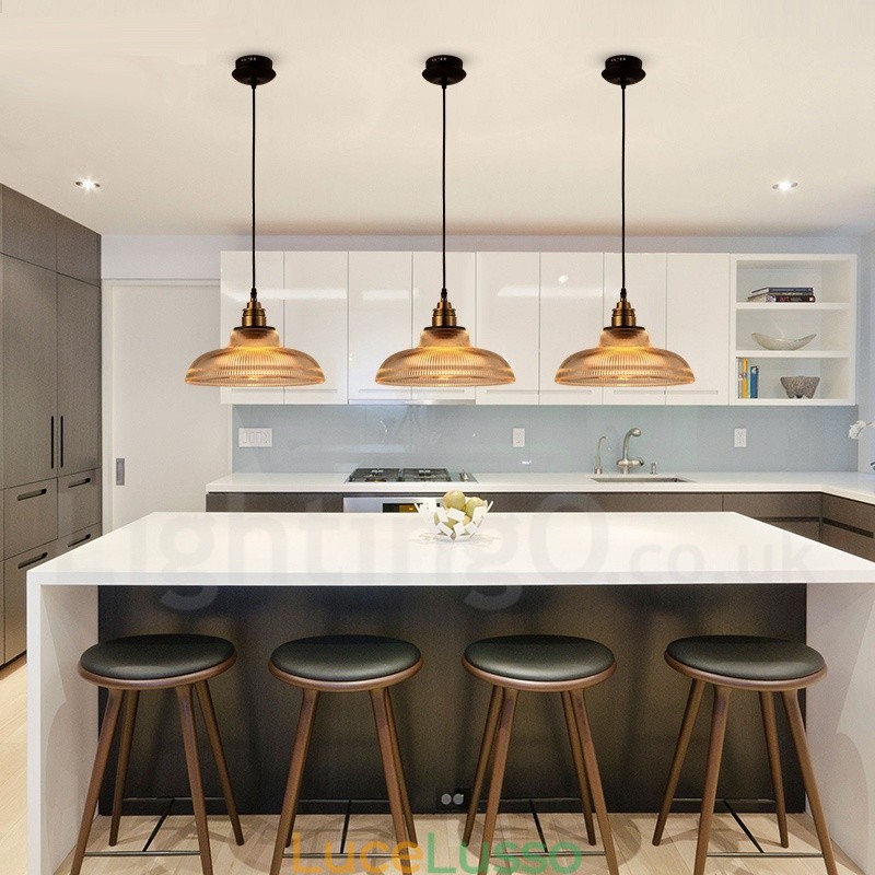 Lampada a sospensione in vetro vintage da 1 luce