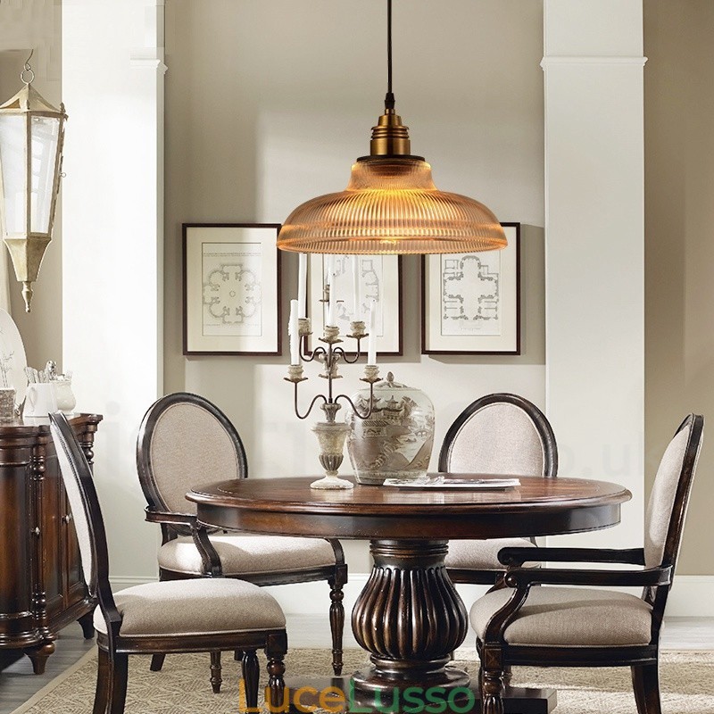 Lampada a sospensione in vetro vintage da 1 luce