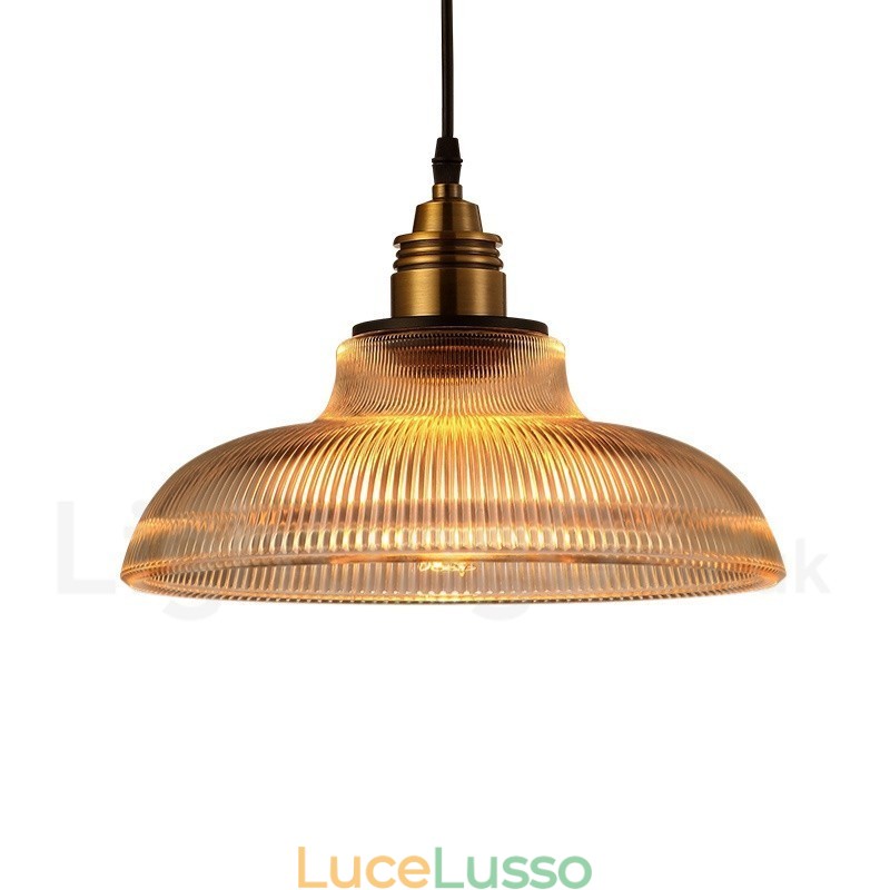 Lampada a sospensione in vetro vintage da 1 luce