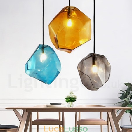 Lampada a sospensione rustica da 1 luce con paralume in vetro Lampada a sospensione rustica da 1 luce con paralume in vetro
