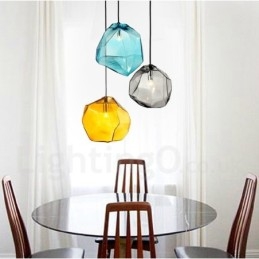 Lampada a sospensione rustica da 1 luce con paralume in vetro