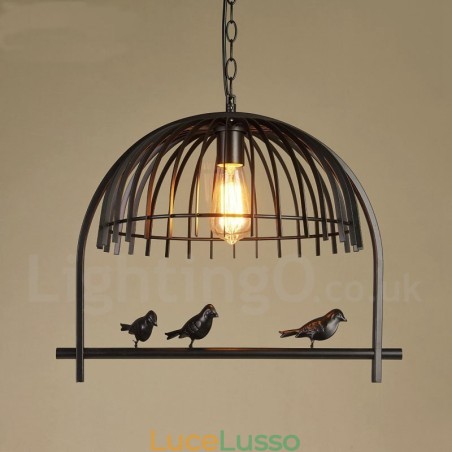 1 luce rustica Lodge retrò gabbia per uccelli lampada a sospensione con paralume in acciaio 1 luce rustica Lodge retrò gabbia per uccelli lampada a sospensione con paralume in acciaio