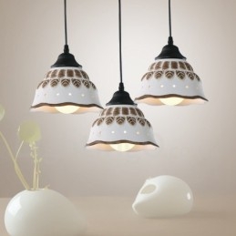 Lampada a sospensione moderna e contemporanea a 1 luce con paralume in ceramica