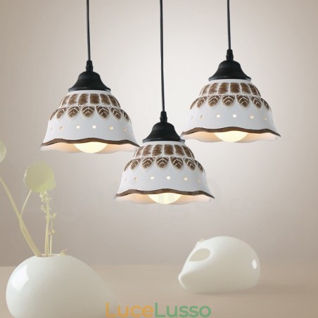 Lampada a sospensione moderna e contemporanea a 1 luce con paralume in ceramica Lampada a sospensione moderna e contemporanea a 1 luce con paralume in ceramica