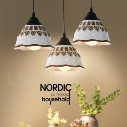 Lampada a sospensione moderna e contemporanea a 1 luce con paralume in ceramica