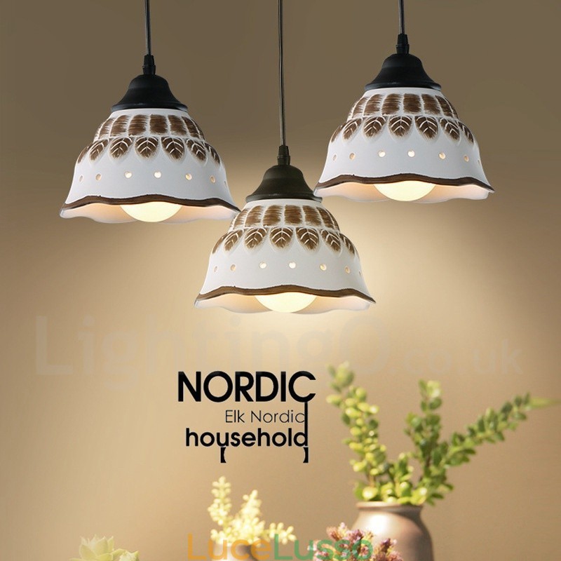 Lampada a sospensione moderna e contemporanea a 1 luce con paralume in ceramica