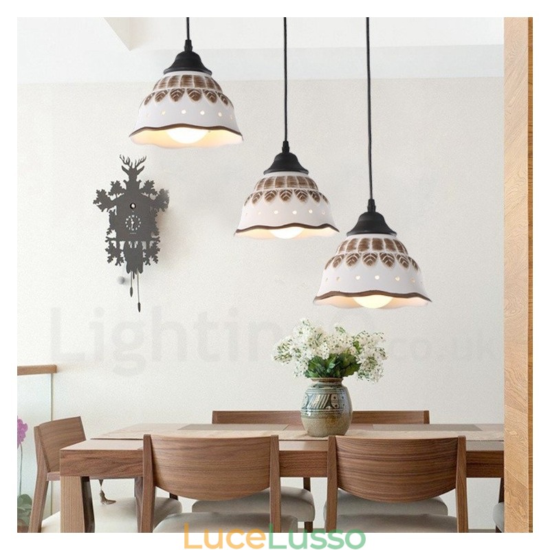 Lampada a sospensione moderna e contemporanea a 1 luce con paralume in ceramica