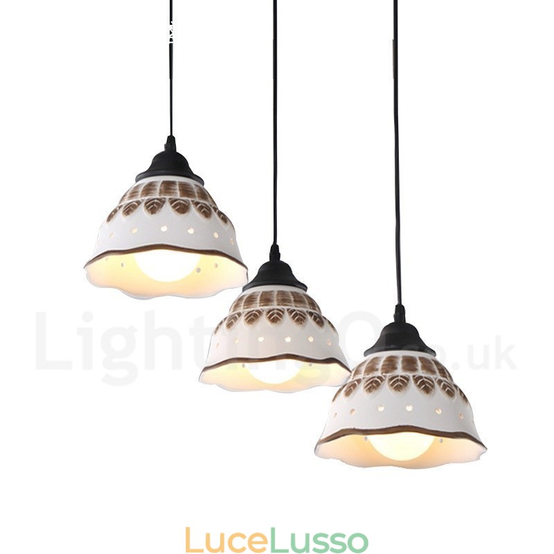 Lampada a sospensione moderna e contemporanea a 1 luce con paralume in ceramica