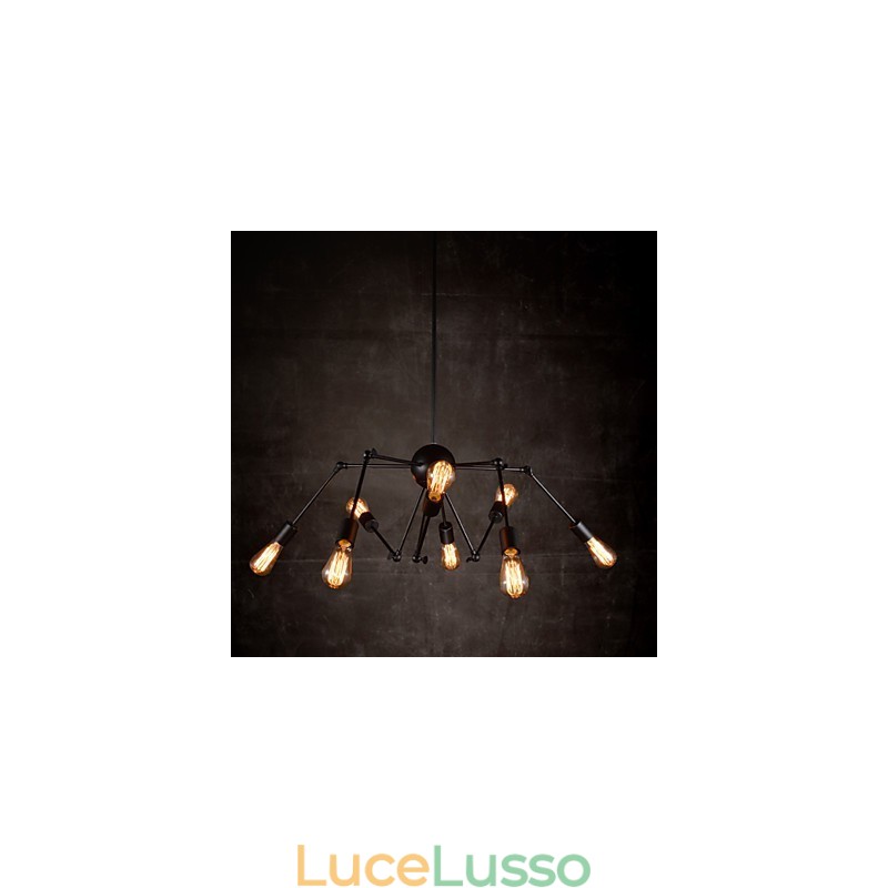 Lampadario creativo in nichel spazzolato a 8 luci