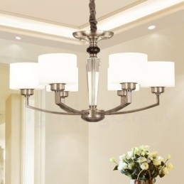 Lampadario moderno contemporaneo a 6 luci con paralume in vetro