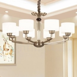 Lampadario moderno contemporaneo a 6 luci con paralume in vetro