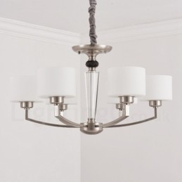 Lampadario moderno contemporaneo a 6 luci con paralume in vetro