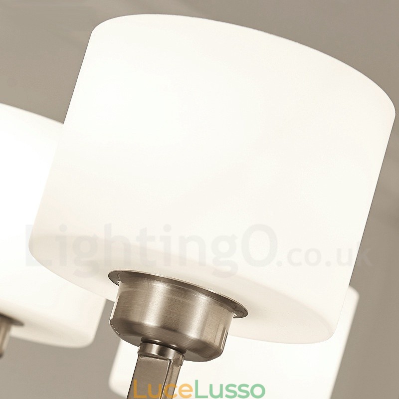 Lampadario moderno contemporaneo a 6 luci con paralume in vetro