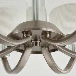 Lampadario moderno contemporaneo in cristallo a 6 luci con paralume in tessuto