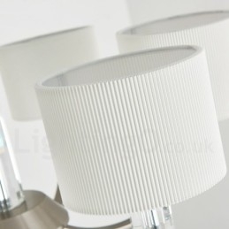 Lampadario moderno contemporaneo in cristallo a 6 luci con paralume in tessuto