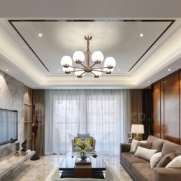 Lampadario moderno contemporaneo a 8 luci con paralume in vetro