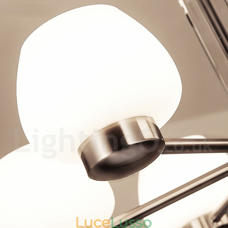 Lampadario moderno contemporaneo a 8 luci con paralume in vetro