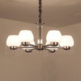 Lampadario moderno contemporaneo a 6 luci con paralume in vetro