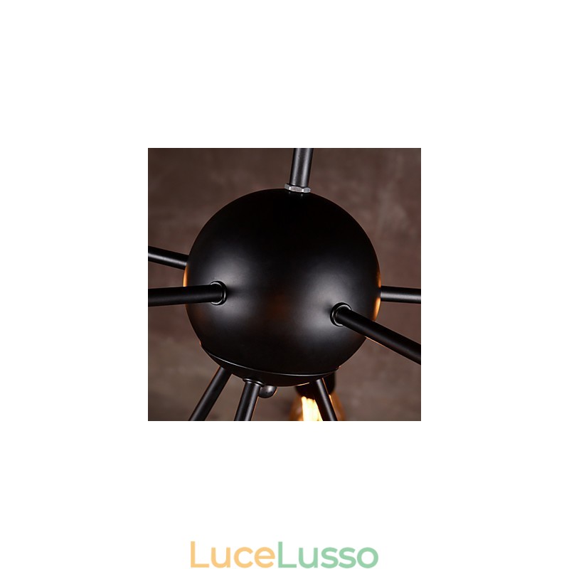 Lampadario creativo in nichel spazzolato a 8 luci