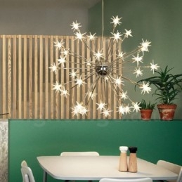 Lampada a sospensione moderna contemporanea in acciaio da 32 luci con paralume in vetro