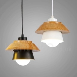 Lampada a sospensione moderna in legno contemporaneo con paralume in lega di alluminio