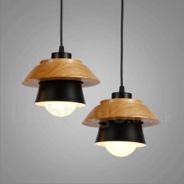 Lampada a sospensione moderna in legno contemporaneo con paralume in lega di alluminio
