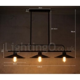 Lampada a sospensione rustica retrò in acciaio a 3 luci con paralume in acciaio