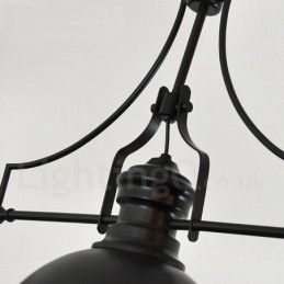 Lampada a sospensione rustica retrò in acciaio a 3 luci con paralume in acciaio