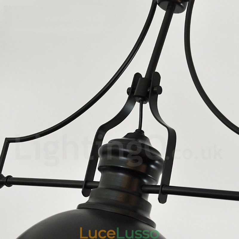 Lampada a sospensione rustica retrò in acciaio a 3 luci con paralume in acciaio