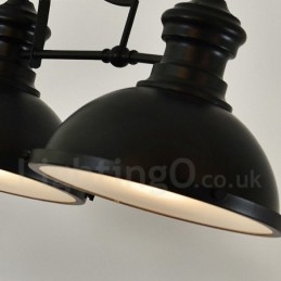 Lampada a sospensione rustica retrò in acciaio a 3 luci con paralume in acciaio