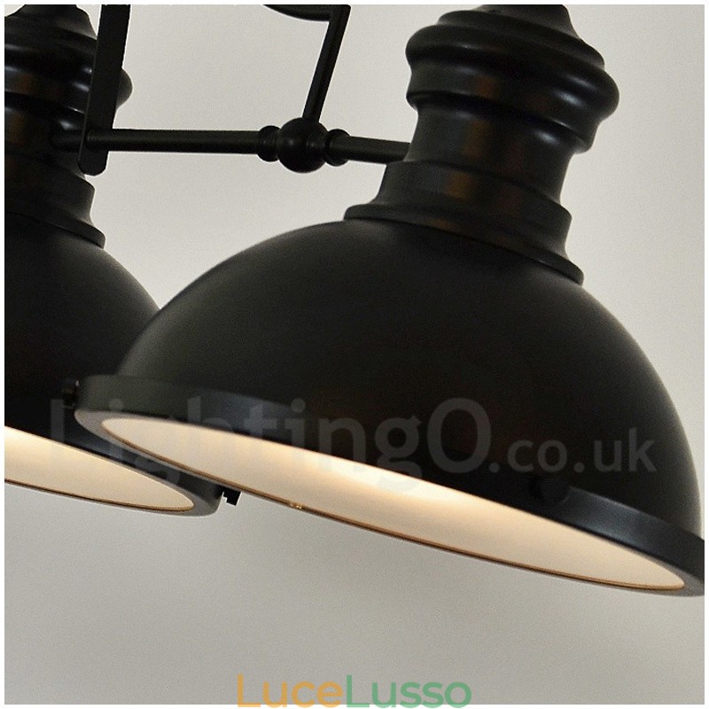 Lampada a sospensione rustica retrò in acciaio a 3 luci con paralume in acciaio