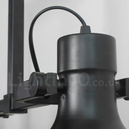 Lampada a sospensione rustica retrò in acciaio a 3 luci con paralume in vetro