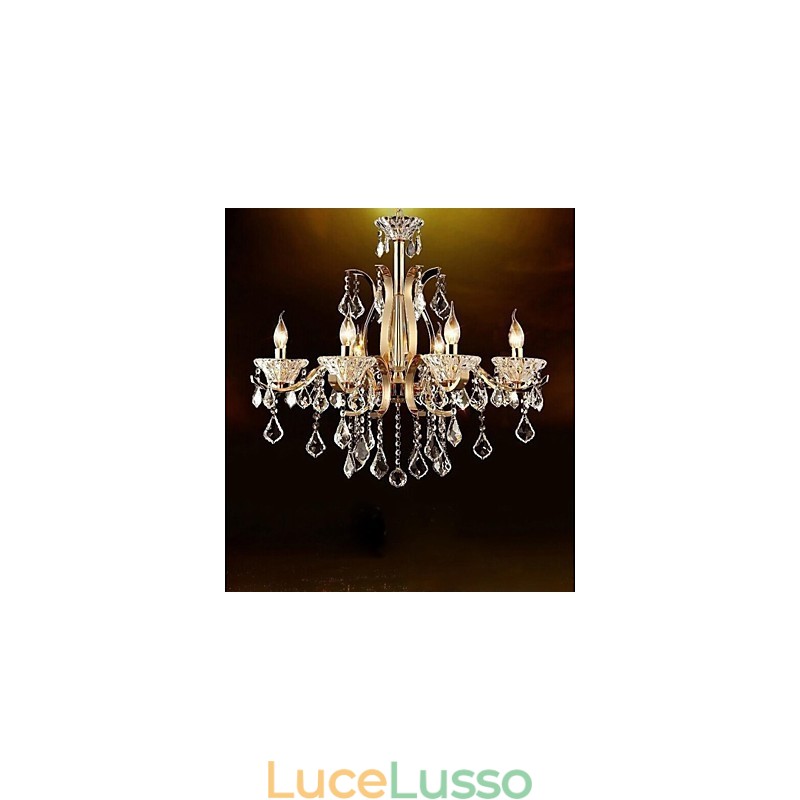 Lampadario in cristallo di ferro battuto dorato di alta qualità 8 luci