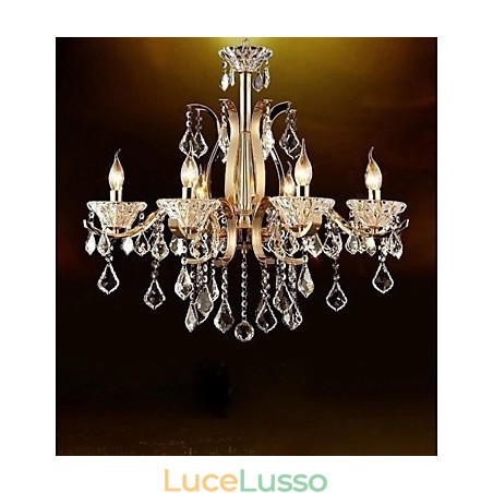 Lampadario in cristallo di ferro battuto dorato di alta qualità 8 luci Lampadario in cristallo di ferro battuto dorato di alta qualità 8 luci