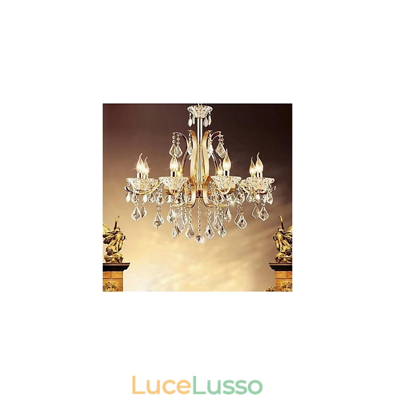 Lampadario in cristallo di ferro battuto dorato di alta qualità 8 luci