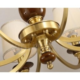 Lampadario a sospensione in ottone rustico retrò da 15 luci con paralume in vetro