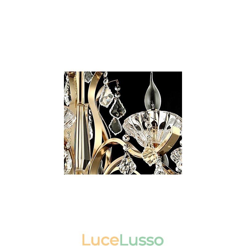 Lampadario in cristallo di ferro battuto dorato di alta qualità 8 luci