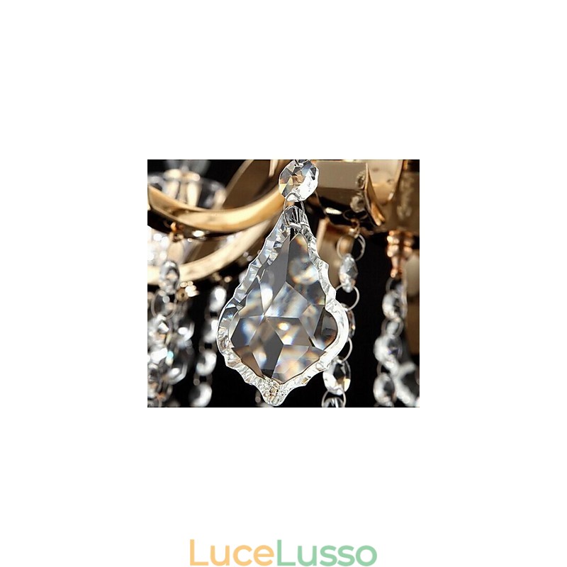 Lampadario in cristallo di ferro battuto dorato di alta qualità 8 luci