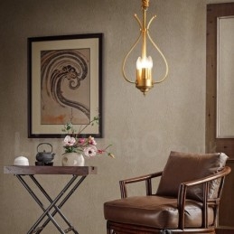 Lampadario a sospensione in ottone rustico retrò a 4 luci